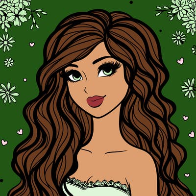 pretty woman with long wavy hair