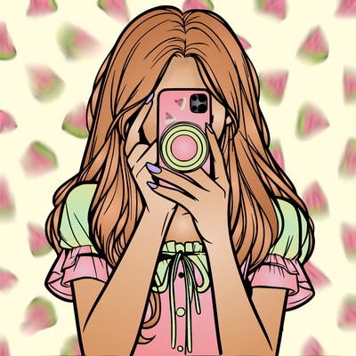 a realistic girl holding her phone taking pictures