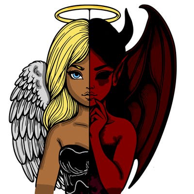 realistic angel half demon