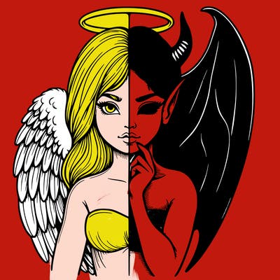 realistic angel half demon