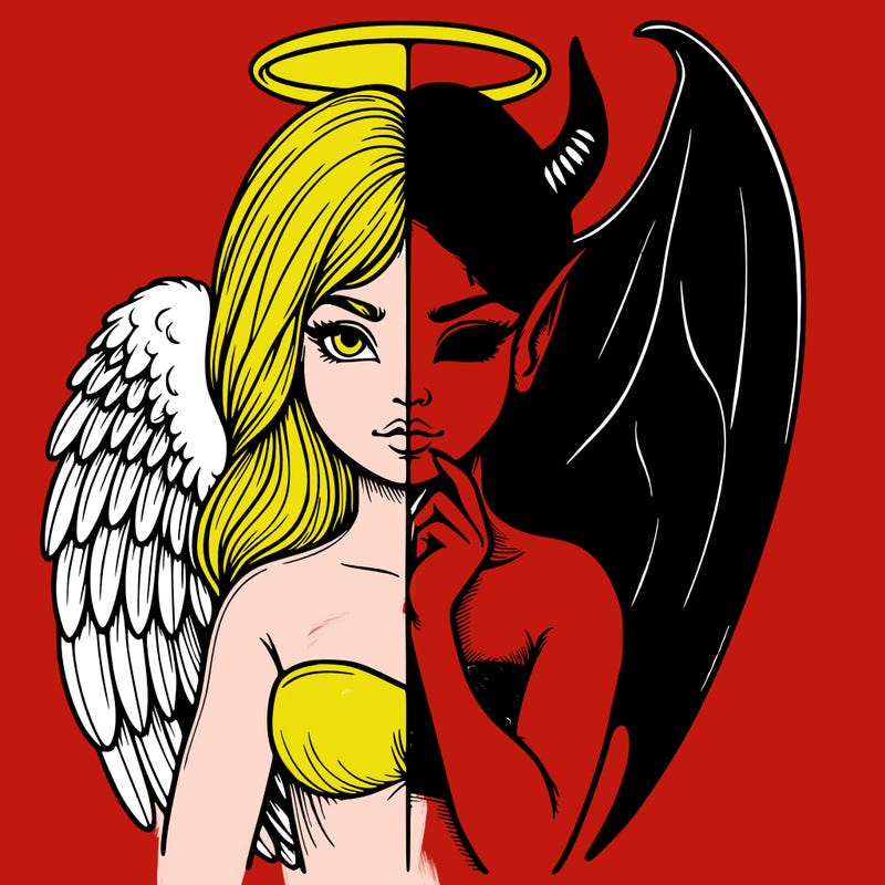 realistic angel half demon