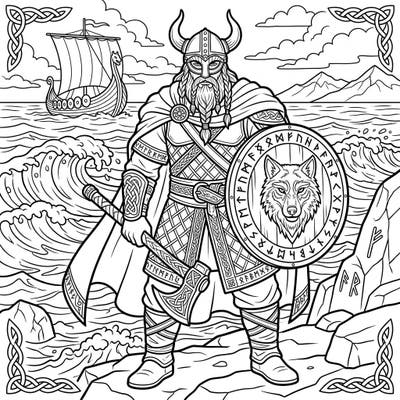 Journey back to the age of Norse legends with this captivating Viking Warrior coloring page. Its clear, bold lines are thoughtfully designed for seniors, offering an enjoyable and relaxing creative experience.