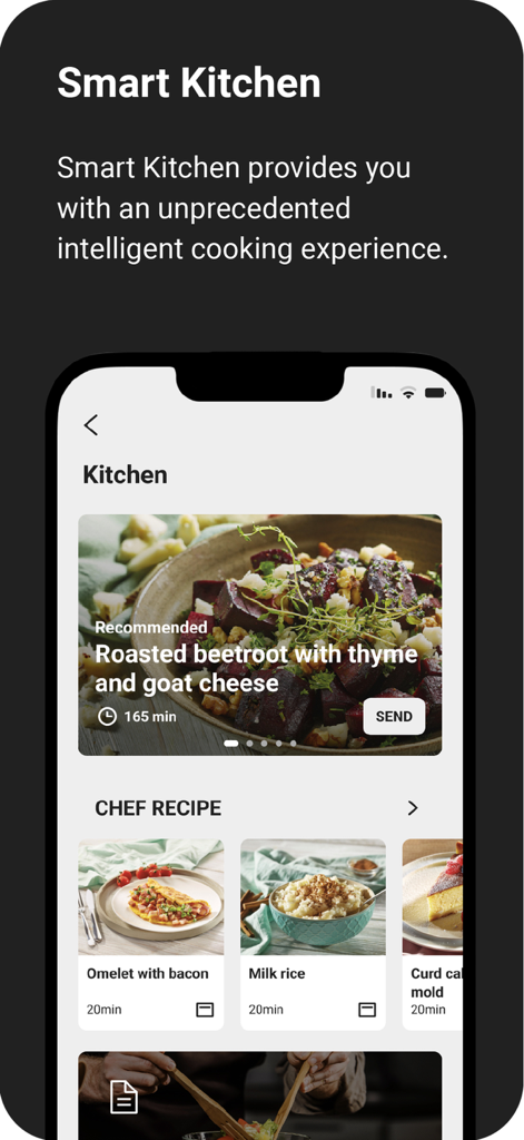 ConnectLife - ConnectLife app smart kitchen interface displaying chef recipes for intelligent cooking.