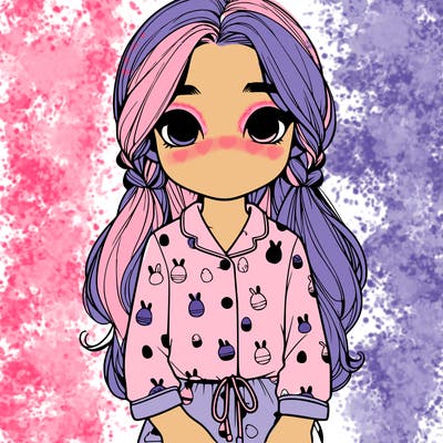 realistic  girl wearing easter pajamas