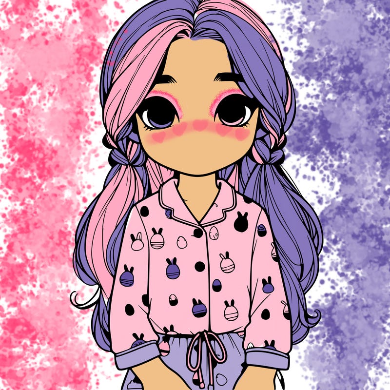realistic  girl wearing easter pajamas