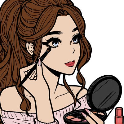 a realistic girl doing her makeup
