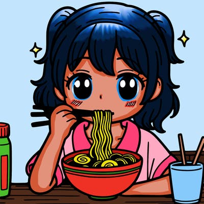 girl eating ramen