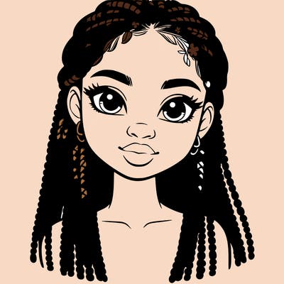 a realistic black girl with braids