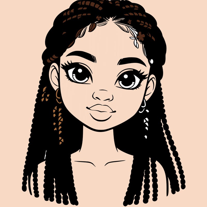 a realistic black girl with braids