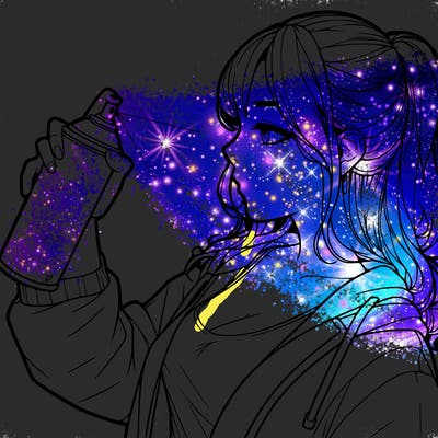 a realistic girl spray, painting