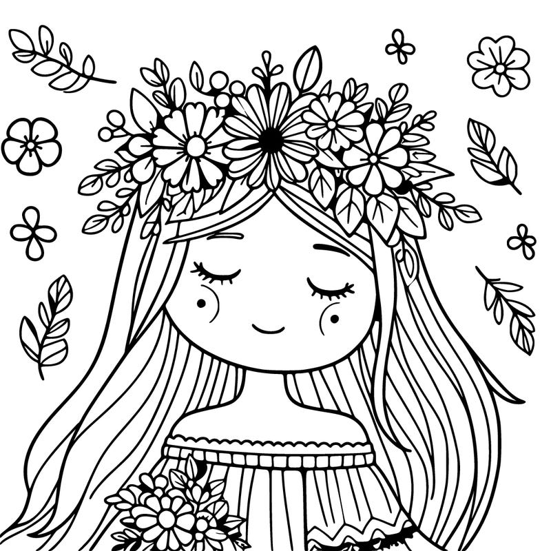 girl with flowers crown