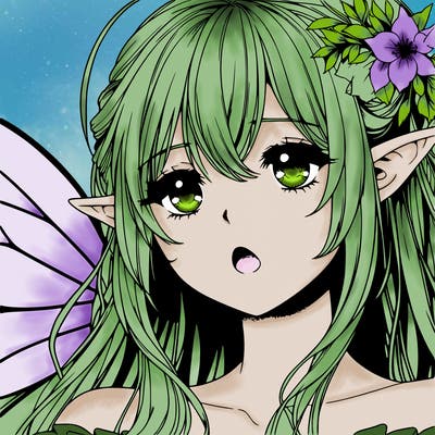 realistic anime fairy girl with mouth and nose