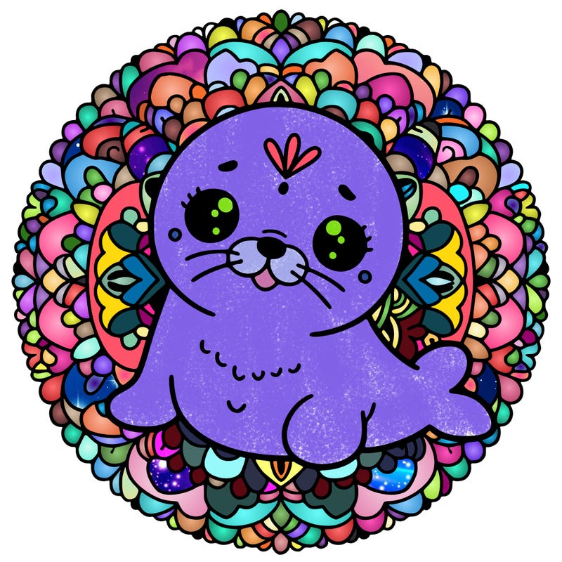 a cute baby seal mandala