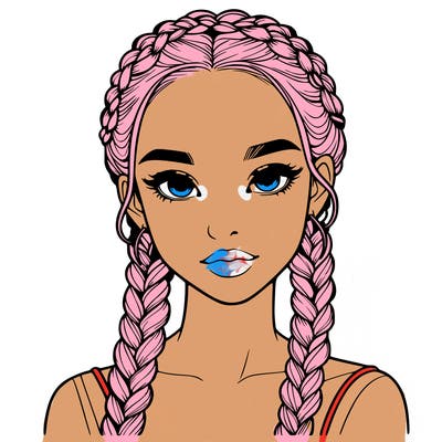 realistic girl with braids
