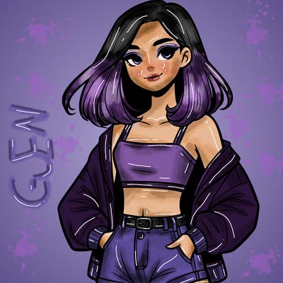 a realistic girl with a crop top and short shorts in an open jacket