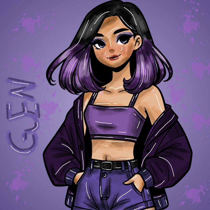 a realistic girl with a crop top and short shorts in an open jacket