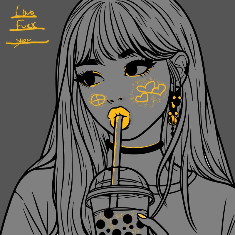 aesthetic realistic girl drinking boba