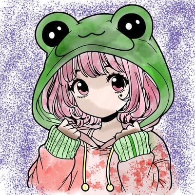 a cute teenage girl wearing a frog hoodie