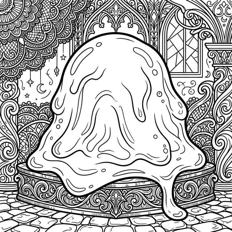 Dive into a world where mystery meets imagination with this captivating Gothic Gelatinous Blob coloring page. Perfect for those who love dark aesthetics and unique fantasy creatures, it promises a truly enchanting artistic experience.