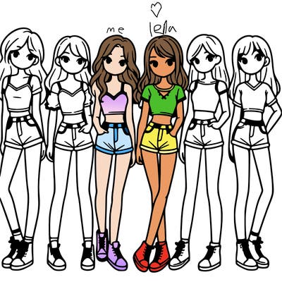 a group of girls wearing crop tops and shorts