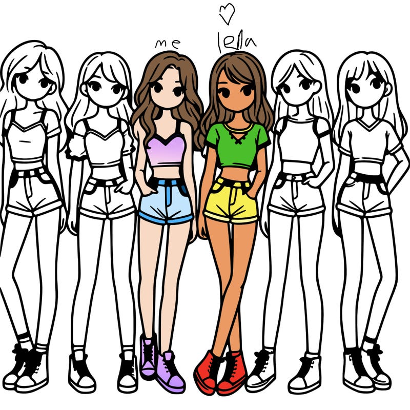 a group of girls wearing crop tops and shorts