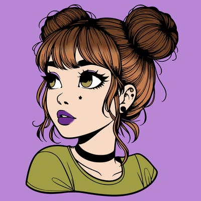 realistic girl with spacebuns