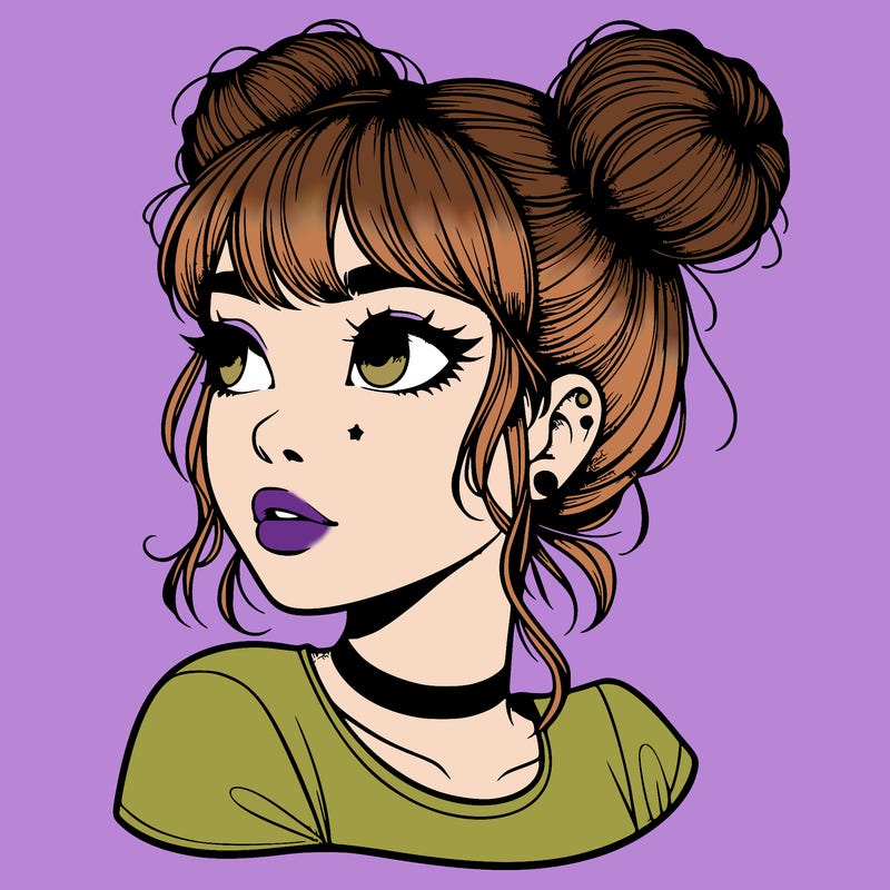 realistic girl with spacebuns