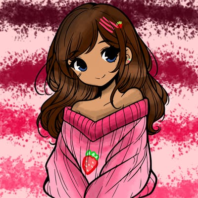 shy pretty girl wearing a sweater that is falling off one shoulder portrait