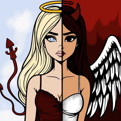 devil vs angel realistic girl