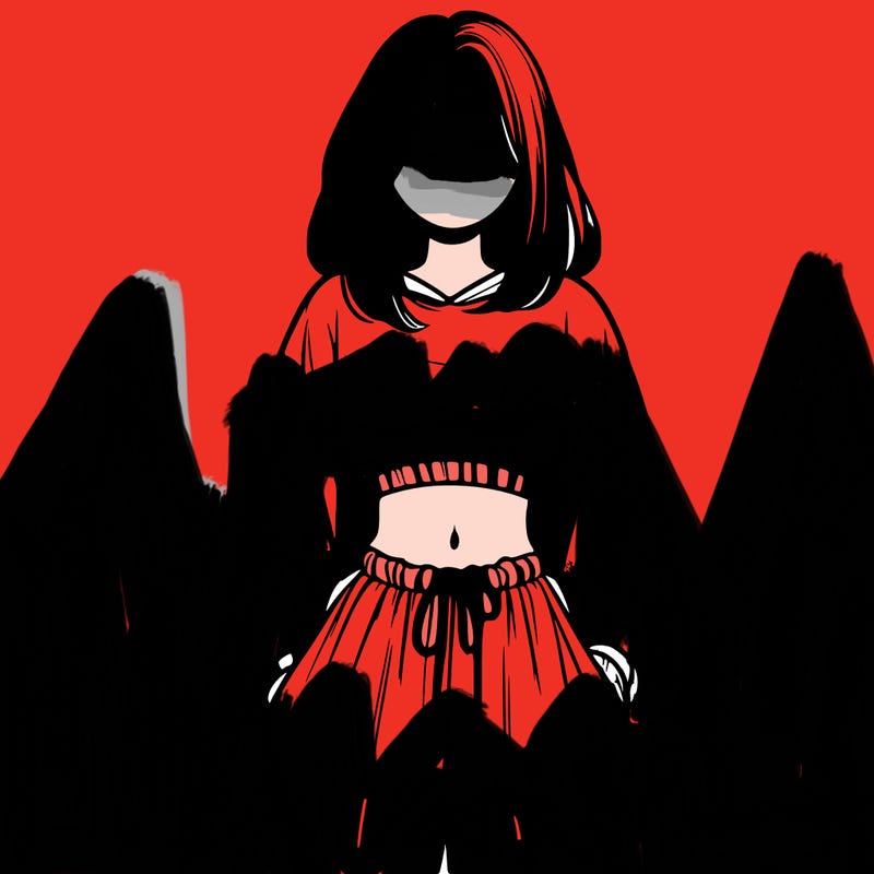 realistic girl faceless with baggy pants and a crop top