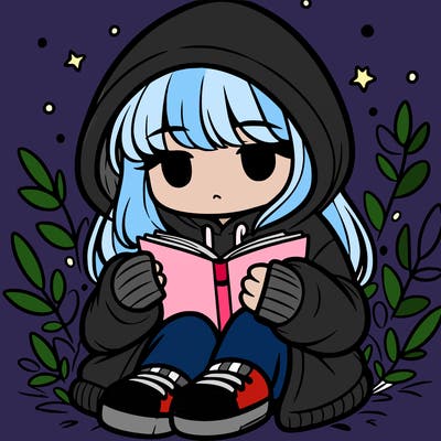 girl in oversized hoodie reading a book