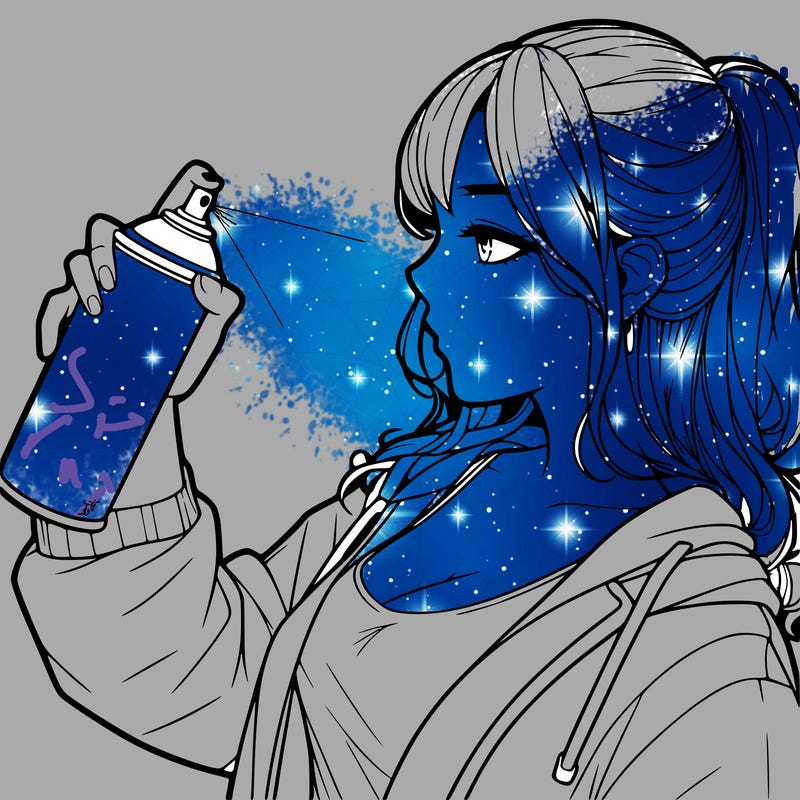 a realistic girl spray, painting