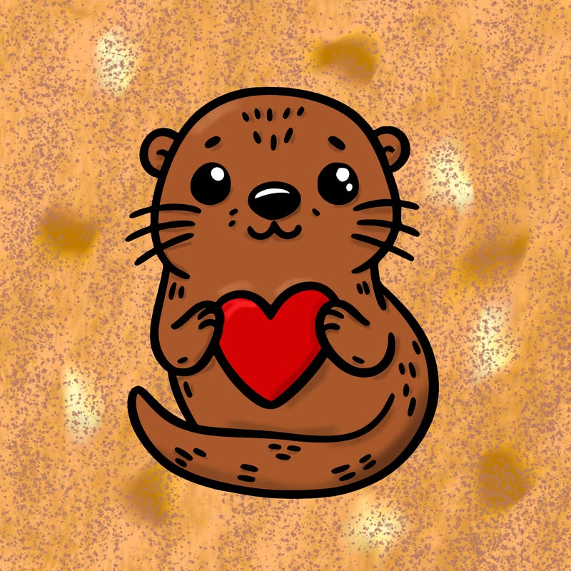 otter with a heart