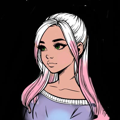 realistic girl with a high ponytail