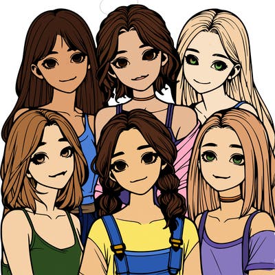 a group of girls realistic