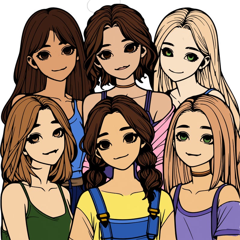 a group of girls realistic