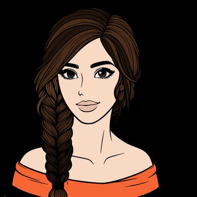 realistic woman with shoulder braid
