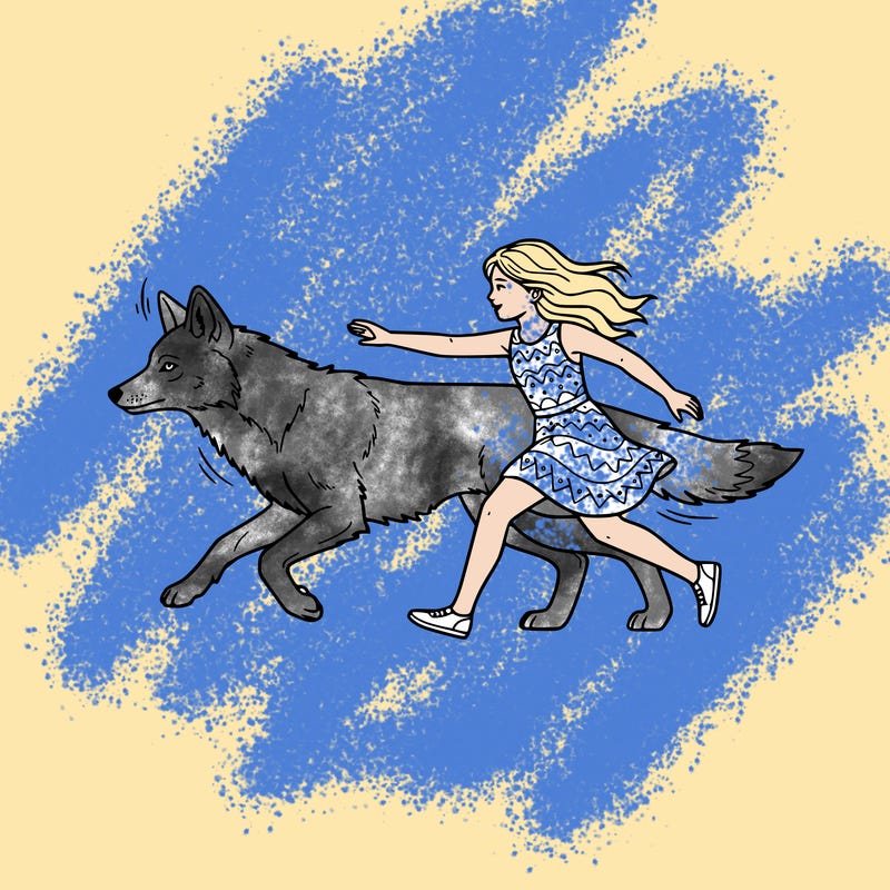 girl with a coyote
