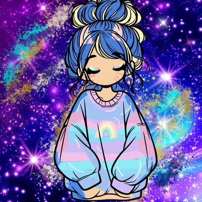 girl with baggy sweatshirt and messy bun