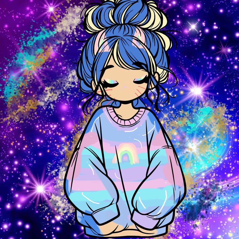 girl with baggy sweatshirt and messy bun