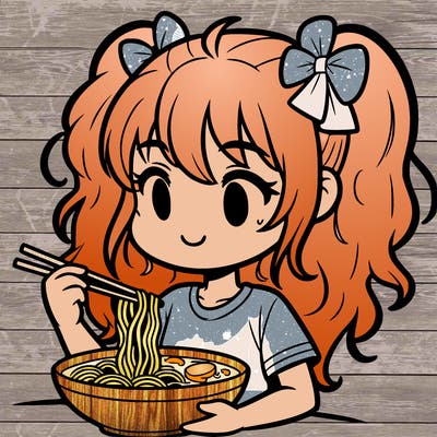 a girl eating ramen