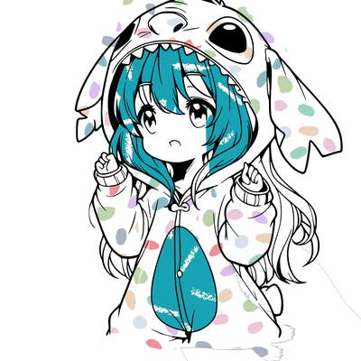 anime girl in a stitch onsie