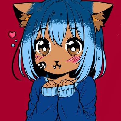 shy anime catgirl