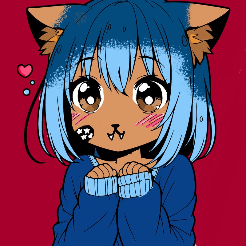shy anime catgirl