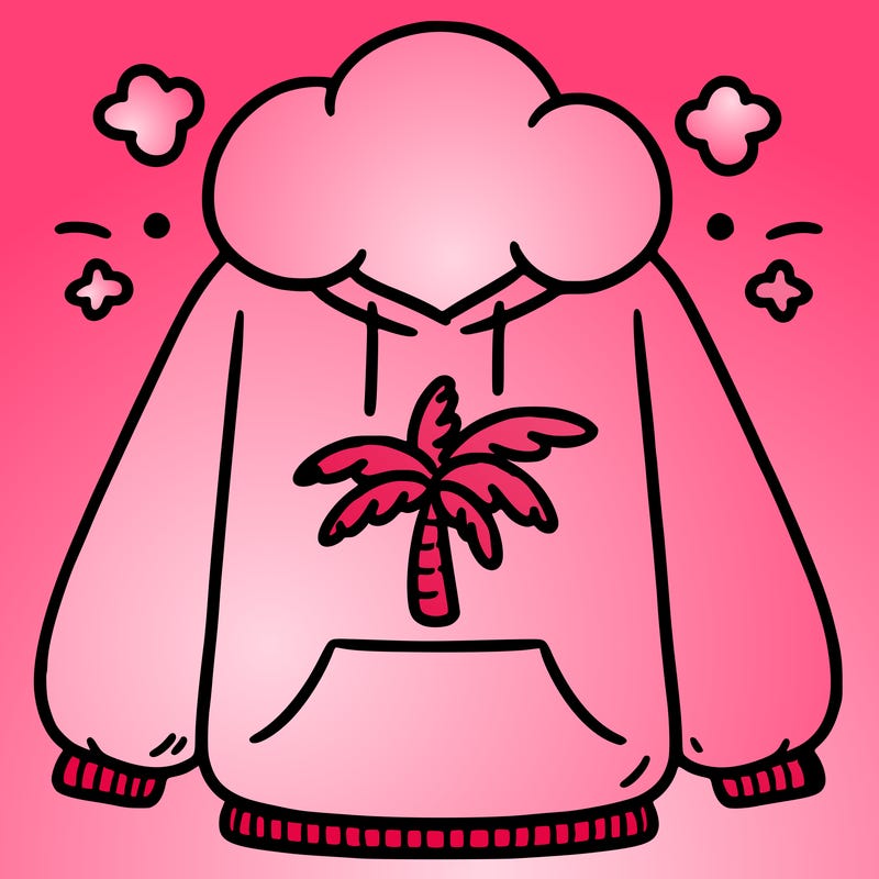 pink palm puff hoodie