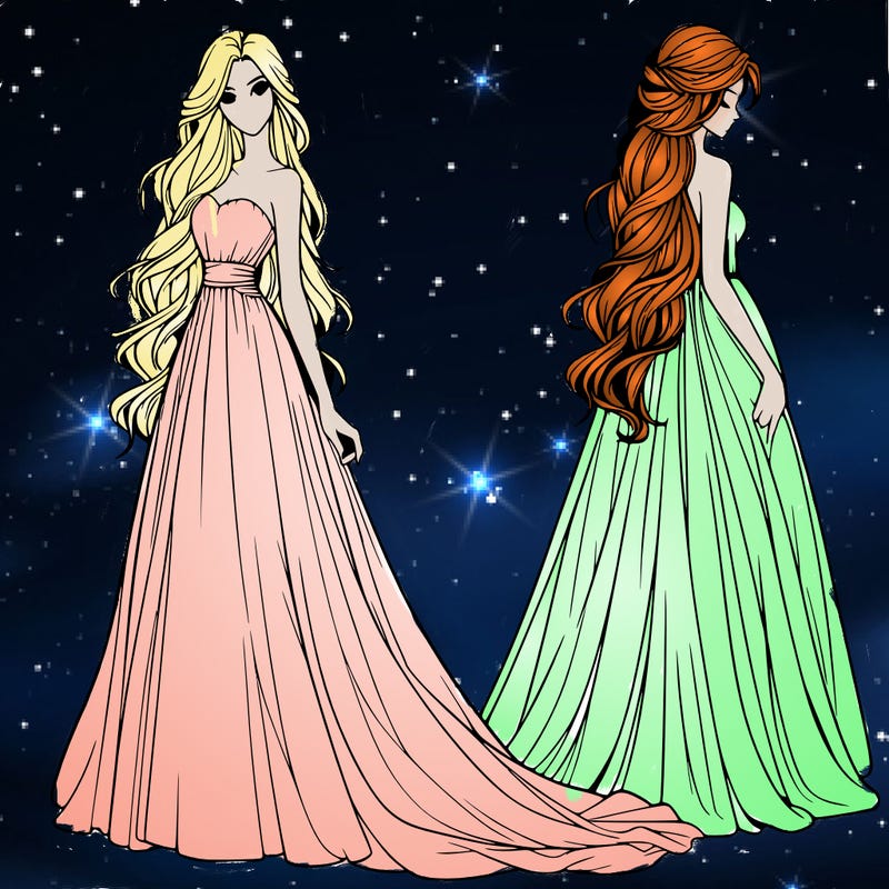 realistic woman with long flowing dress