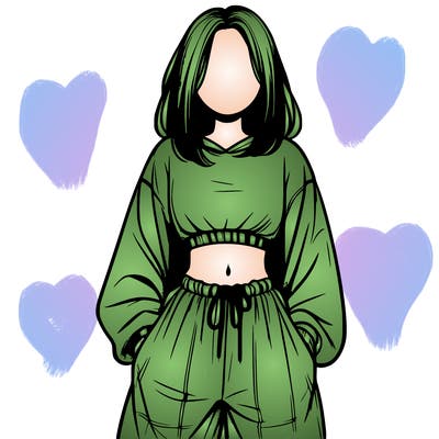 realistic girl faceless with baggy pants and a crop top