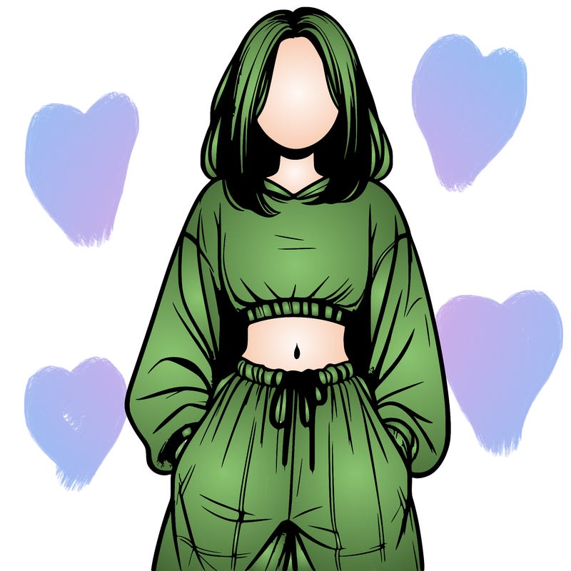 realistic girl faceless with baggy pants and a crop top