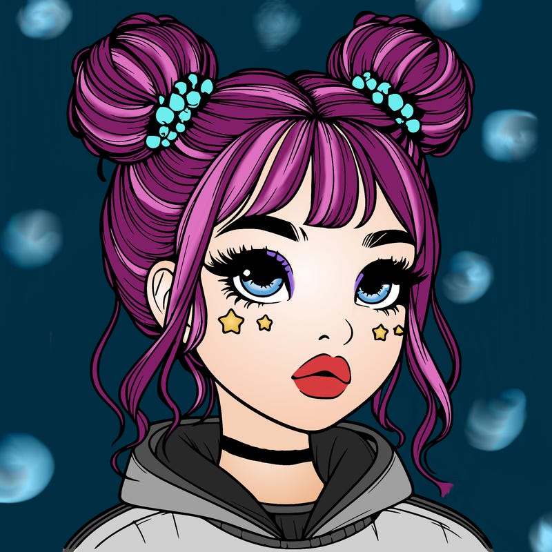 realistic girl with space buns