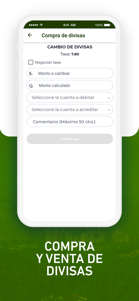 Banco INV APP - 외환 매매를 위한 Banco INV 모바일 앱 인터페이스